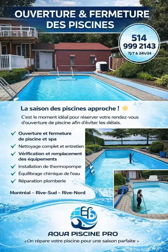 fermeture , ouverture de piscineet spa 5149992143 in Hot Tubs & Pools in City of Montréal - Image 3