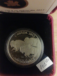 2013 Royal Canadian Mint   $100 Bison  Stampede fine silver coin