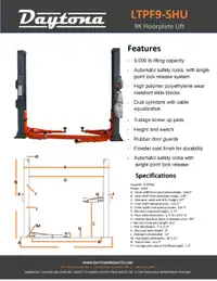 New Automotive Lift 9,000lb Floorplate 2-Post