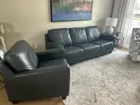 Comfortable, barely used Leather sofa and chair.  