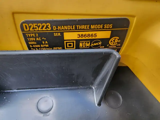 Dewalt D25223 D Handle 3 Mode SDS Hammer Drill Hard Plastic Case in Power Tools in Windsor Region - Image 10
