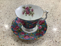 Royal Albert England Bone China Pink Rose Cup &Sauser