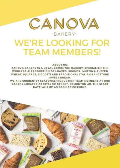 Work Opportunity - Canova Bakery , View more