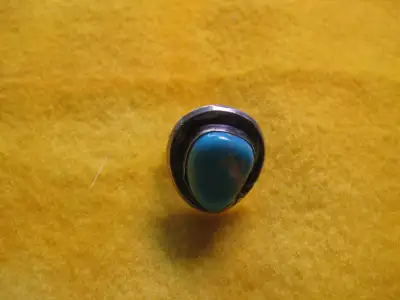 Silver and turquois ring is size 8.5