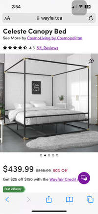 Canopy bed metal and gold