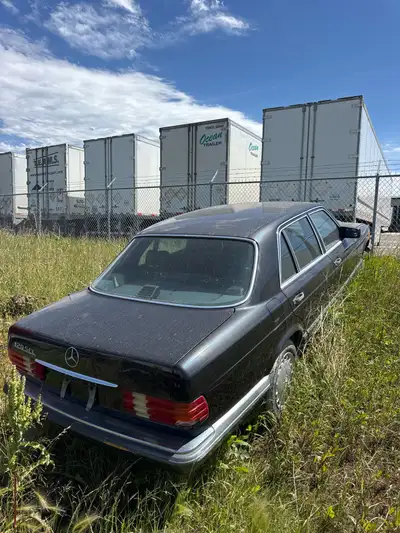 These two classic Mercedes-Benz sedans, a 420 SEL and a 300 SDL, are being sold as-is and are in nee...