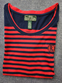 New, Lauren Ralph Lauren T-Shirt, Size L, Red & Navy Blue