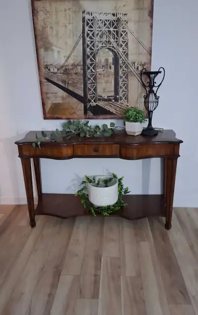 Console en bois avec tiroir, meuble de télé, console a l'entrée., View more