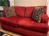 Couch, love seat, arm chair and ottoman and 4 matching pillows