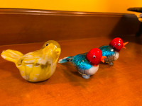 3 Vintage Hand Blown Glass Bird Figurines Art Glass Birds