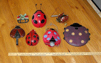 7 ladybug yard ornaments hooks, bird house, candle holder etc