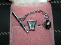 Vintage Silver Colour Lantern with Light Tie Tack Pin Case Not I