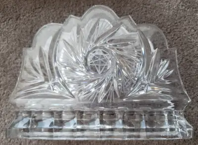 VINTAGE CUT CRYSTAL NAPKIN HOLDER or LETTER HOLDER 6 x 2 x 4 IN, View more