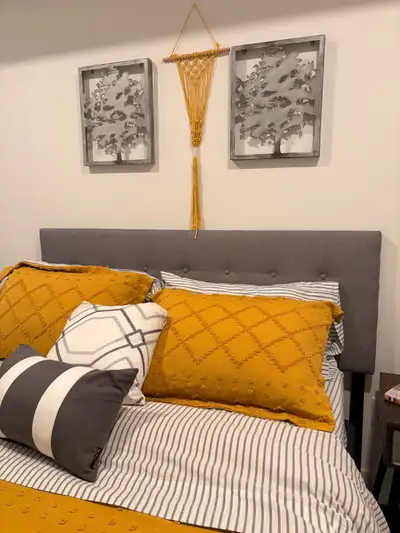 Grey Upholstered Headboard by Andover Mills - Queen Size , View more