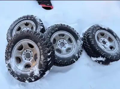 6x139.7 bolt pattern - 245/75r16 Two tires are more worn than the others but pretty decent tread all...