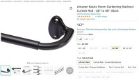 Amazon Basics Blackout Curtain Rod - 48" to 88" - Like New!