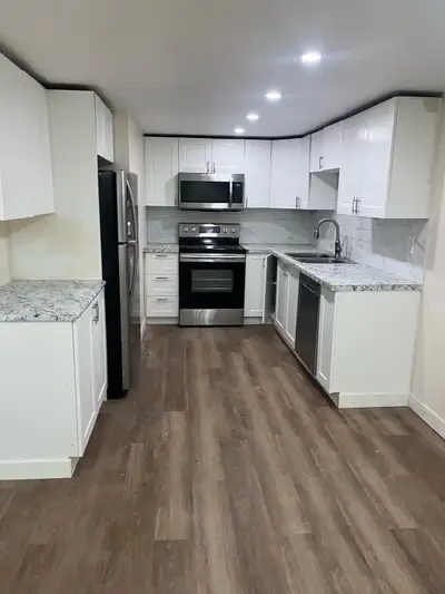 Basement suite with two bedrooms, one washroom, living area, kitchen,separate washer & dryer, separa...