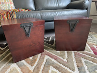 Brown side table storage boxes