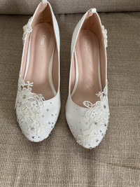 Ladies Wedge White Shoes