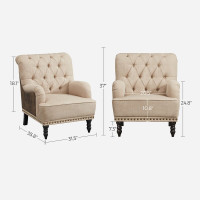 Tufted Upholstered Wingback Armchair (set of 2)