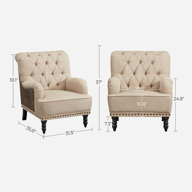 Tufted Upholstered Wingback Armchair (set of 2) in Chairs & Recliners in City of Toronto
