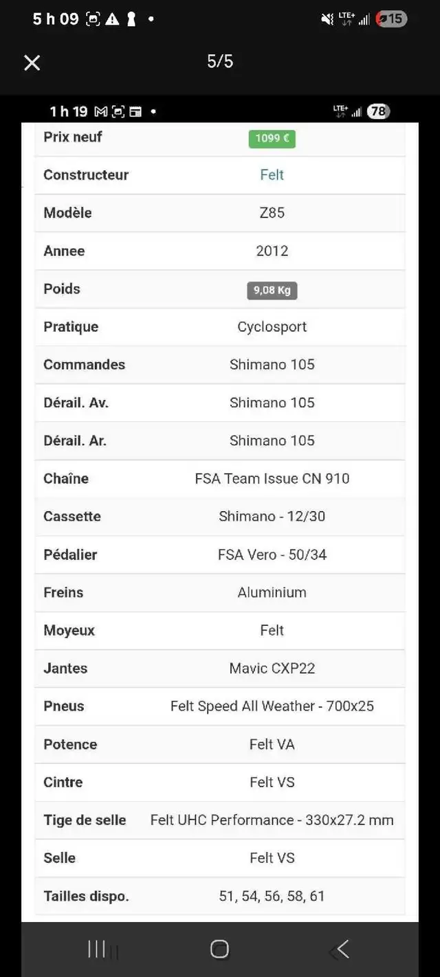 Felt Vélo de Route in Road in City of Montréal - Image 6