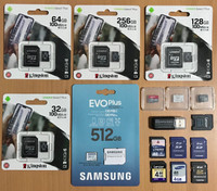 Memory Cards: 512gb/400gb/256/128/64/32/4gb MicroSD +8/4/2gb SD