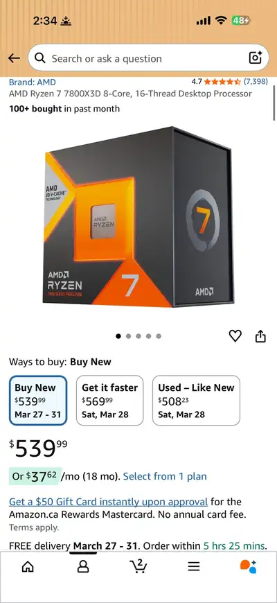 AMD Ryzen 7 7800X3D 8-Core, 16-Thread Desktop Processor, View more