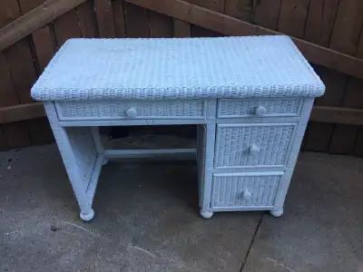 White Wicker Besk Desk with drawers!, View more