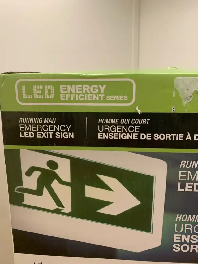 LED running man emergency exit sign. Suitable for Damp Locations in Other in Calgary - Image 5