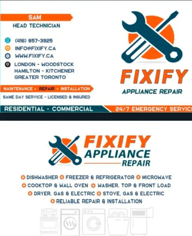 BRANTFORD, WOODSTOCK, Fixify-SameDay Repair_Warranty 6month_call in Appliance Repair & Installation in Brantford - Image 4