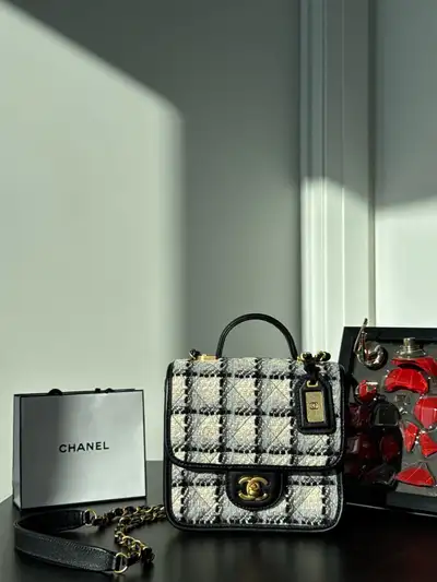Chanel Bag Tweed Calfskin School Memory Mini Top Handle, View more