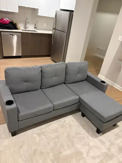 3 Seater fabric Sectional Couch With Cupholders, View more