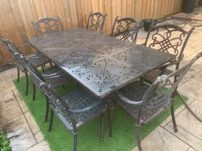 Cast iron aluminum outdoor patio set-9 pces, View more
