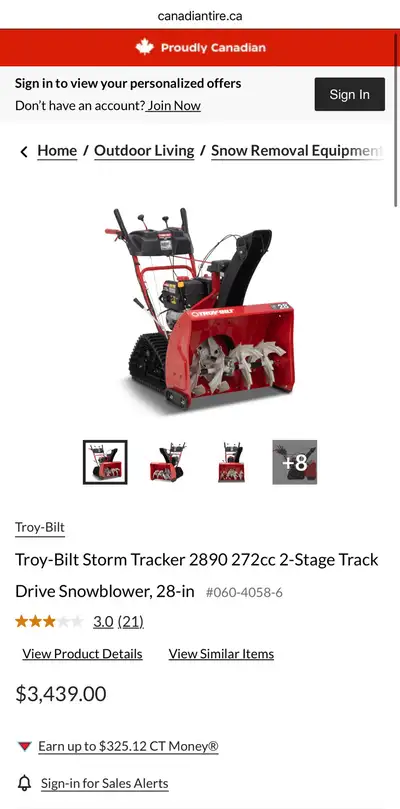 Troy bilt storm tracker 2890 gas snow blower brand new, View more