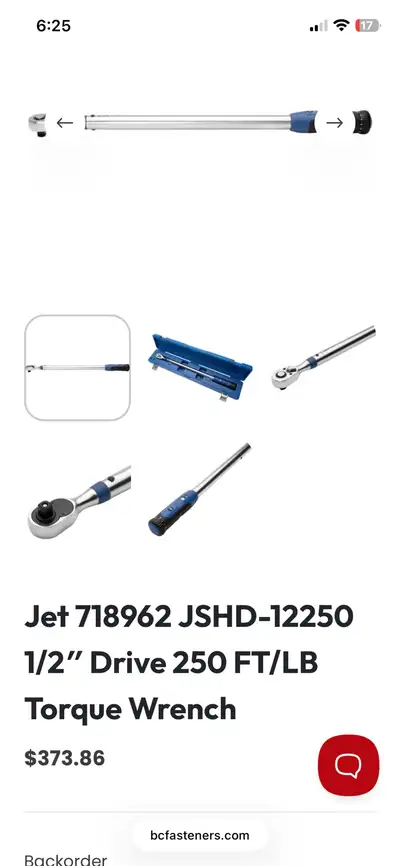 Brand new Jet 718962 torque wrench still in the plastic never been opened. They range online anywher...