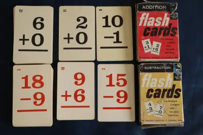 Vintage 1960 ED-U-Cards addition and subtraction flash cards. 36 addition and 34 subtraction cards....
