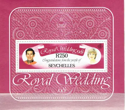 Un SOUVENIR SHEET / FEUILLET-souvenir de SEYCHELLES, de l'année 1981, "ROYAL WEDDING (CHARLES & DIAN...