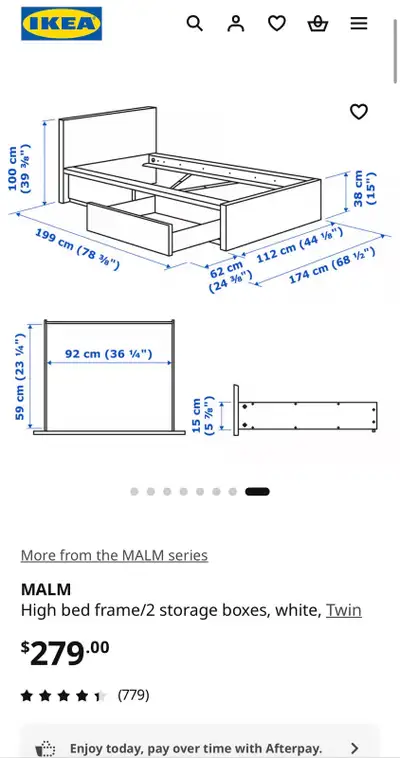 IKEA high malm twin bed peak condition, View more