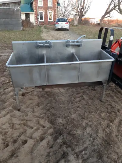3 Tub stainless steel sink, View more