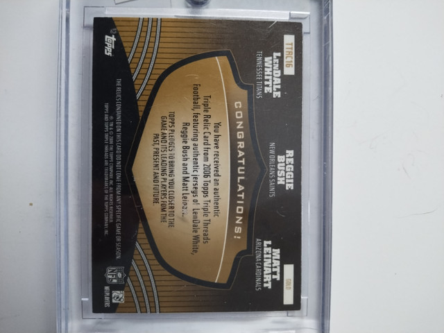 2006 TOPPS REGGIE BUSH-MATT LEINART-WHITE *USC* TRIPLE PATCH RC in Arts & Collectibles in St. Catharines - Image 4