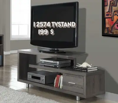 I 2574 TV Stand-60"L/Dark Taupe with 1 Drawer, View more