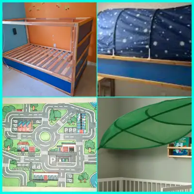 Gently used Ikea twin bed frame & ALL accessories for $100 ONLY, View more