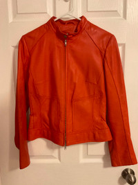 Danier orange leather bomber jacket (women’s small)