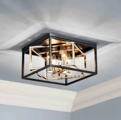 AGV Black & Gold Flush Mount Ceiling Light, View more