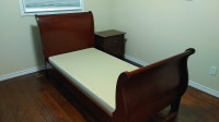 twin bed foundation, frame & side table