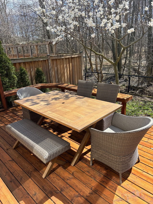 6 pieces of outdoor table and chairs (NO UMBRELLA) in Patio & Garden Furniture in Oakville / Halton Region