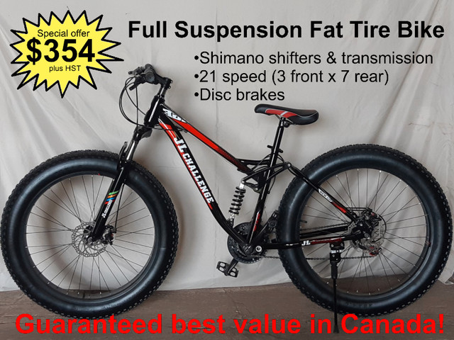 New 26" Fat Tire Bike 21 speed Full Suspension in Mountain in Barrie