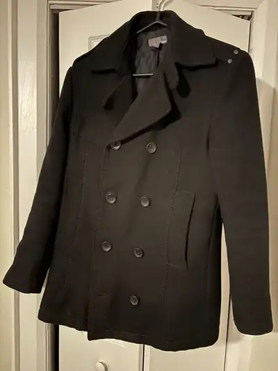 H&M Men’s Black Double Breasted Peacoat, View more