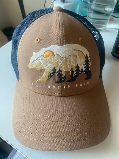 The North Face Bear Trucker Snapback Hat – Tan & Navy, View more